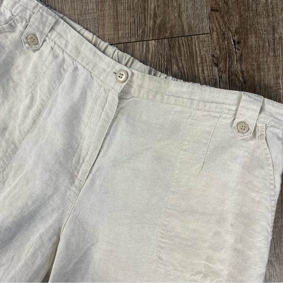 LIZ CLAIBORNE Capri Pants Women Size 1P Beige 100% Linen LIVVY Mid Rise - Picture 3 of 8